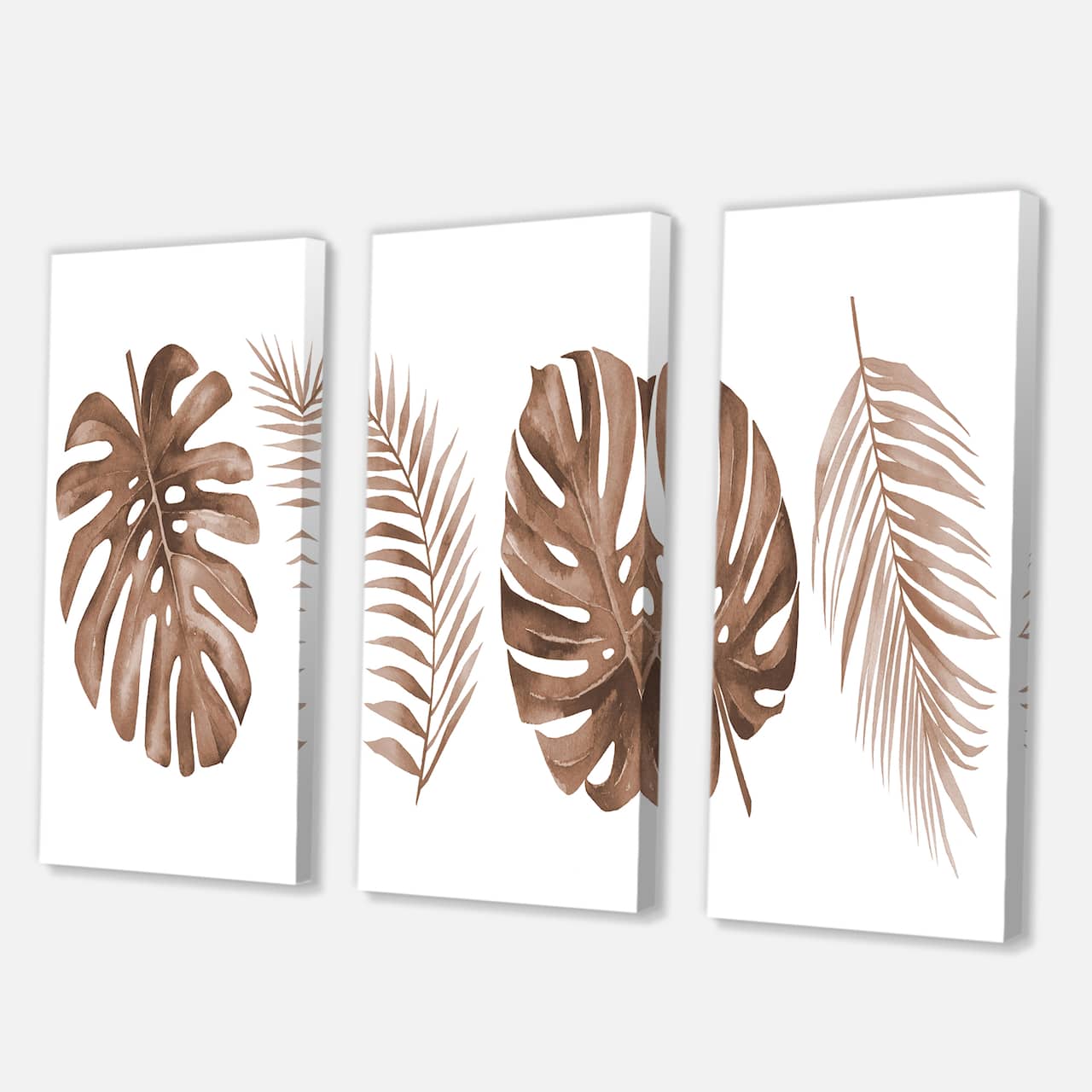 Designart - Tropical Monstera and Palm Leaf In Terracotta - Traditional Canvas Wall Art Print